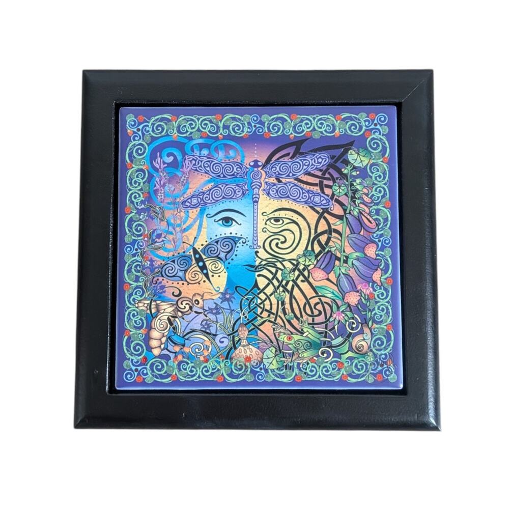 Jen Delyth Velvet Lined Ceramic Tiled Small Trinket Box Garden Design